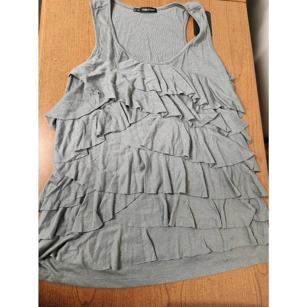 Maurices 2x Gray Ruffle tank - Picture 1 of 5